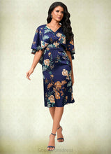 Load image into Gallery viewer, Alani Sheath/Column V-Neck Knee-Length Satin Cocktail Dress With Pleated HDOP0022317