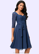Load image into Gallery viewer, Amiya A-line V-Neck Knee-Length Chiffon Cocktail Dress With Ruffle HDOP0022333