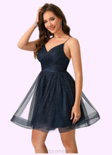 Load image into Gallery viewer, Maisie Pleated V-Neck A-line Tulle Dresses HDOP0022548