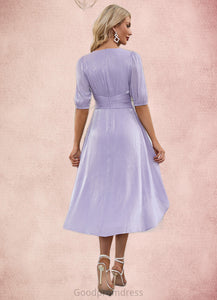 Savanna V-Neck Elegant A-line Polyester Midi Dresses HDOP0022550