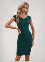 Load image into Gallery viewer, Denisse Ruffle V-Neck Elegant Sheath/Column Polyester Midi Dresses HDOP0022552