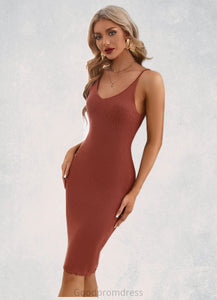 Alicia Bow V-Neck Elegant Bodycon Cotton Blends Midi Dresses HDOP0022554