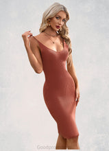 Load image into Gallery viewer, Alicia Bow V-Neck Elegant Bodycon Cotton Blends Midi Dresses HDOP0022554