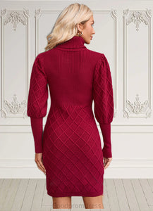 Mollie High Neck Elegant Bodycon Cotton Blends Mini Dresses HDOP0022559
