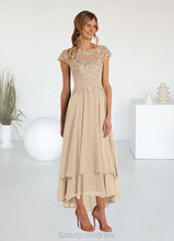 Load image into Gallery viewer, Philippa Boatneck Pleated Lace Chiffon Asymmetrical Dress HDOP0022625