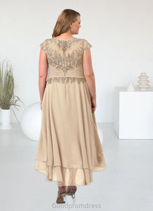 Philippa Boatneck Pleated Lace Chiffon Asymmetrical Dress HDOP0022625