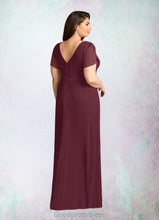Load image into Gallery viewer, Mckayla Sheath V-Neck Pleated Chiffon Floor-Length Dress HDOP0022630