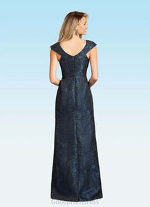 Elliana Mermaid Ruched Jacquard Floor-Length Dress HDOP0022632
