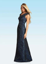 Load image into Gallery viewer, Elliana Mermaid Ruched Jacquard Floor-Length Dress HDOP0022632
