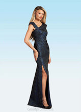 Load image into Gallery viewer, Elliana Mermaid Ruched Jacquard Floor-Length Dress HDOP0022632