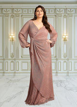 Load image into Gallery viewer, Irene A-Line Ruched Metallic Mesh Floor-Length Dress HDOP0022633