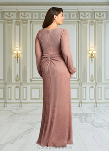 Irene A-Line Ruched Metallic Mesh Floor-Length Dress HDOP0022633