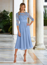 Load image into Gallery viewer, Shayla A-Line Boatneck Lace Chiffon Tea-Length Dress HDOP0022636