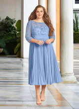 Load image into Gallery viewer, Shayla A-Line Boatneck Lace Chiffon Tea-Length Dress HDOP0022636