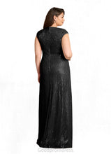 Load image into Gallery viewer, Sophronia A-Line V-Neck Ruched Sequins Floor-Length Dress HDOP0022637
