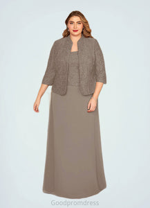 Brielle Sheath Square Neckline Sequins Chiffon Floor-Length Dress HDOP0022638