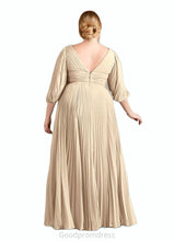 Load image into Gallery viewer, Alexus A-Line V-Neck Pleated Chiffon Floor-Length Dress HDOP0022642
