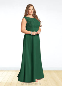 Yvonne A-Line Lace Chiffon Floor-Length Dress HDOP0022644