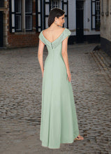 Load image into Gallery viewer, Jill A-Line Boatneck Lace Chiffon Floor-Length Dress HDOP0022648