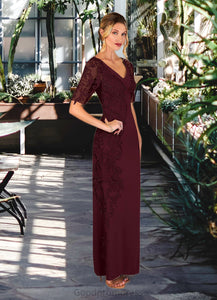 Carissa Sheath Lace Stretch Crepe Floor-Length Dress HDOP0022650