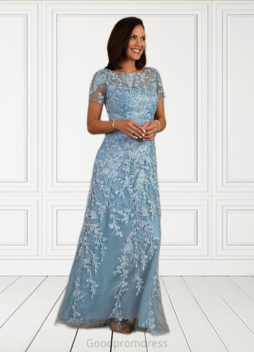 Alena A-Line Boatneck Lace Floor-Length Dress HDOP0022651