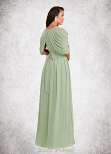 Sadie A-Line Sequins Chiffon Floor-Length Dress HDOP0022659
