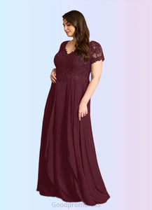 Lauren A-Line Lace Chiffon Floor-Length Dress HDOP0022662