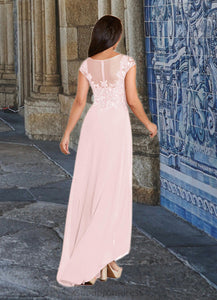 Henrietta A-Line Lace Chiffon Asymmetrical Dress HDOP0022669