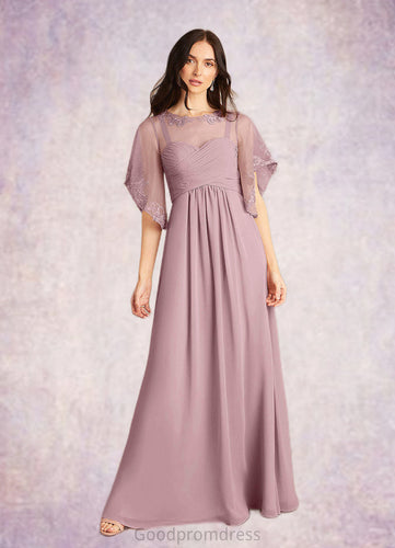 Haylee A-Line Sequins Chiffon Floor-Length Dress HDOP0022676