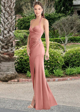 Load image into Gallery viewer, Leticia Mermaid Pleated Stretch Satin Floor-Length Dress Rosette HDOP0022716