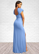 Load image into Gallery viewer, Paityn Mermaid Convertible Mesh Floor-Length Dress Steel Blue HDOP0022733
