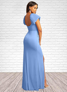 Paityn Mermaid Convertible Mesh Floor-Length Dress Steel Blue HDOP0022733