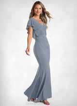 Load image into Gallery viewer, Kinsley A-Line Ruched Luxe Knit Floor-Length Dress dusty blue HDOP0022735