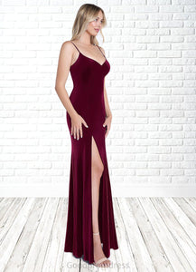 Destiny Mermaid Velvet Floor-Length Dress Cabernet HDOP0022736