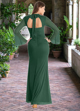 Load image into Gallery viewer, Morgan Mermaid Long Sleeve Mesh Floor-Length Dress Dark Green HDOP0022737