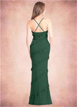 Load image into Gallery viewer, Abbey Mermaid Mesh Floor-Length Dress Dark Green HDOP0022739