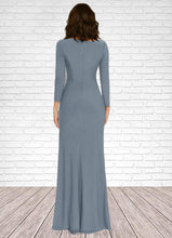 Load image into Gallery viewer, Diya Sheath Long Sleeve Luxe Knit Floor-Length Dress dusty blue HDOP0022741