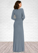 Load image into Gallery viewer, Diya Sheath Long Sleeve Luxe Knit Floor-Length Dress dusty blue HDOP0022741
