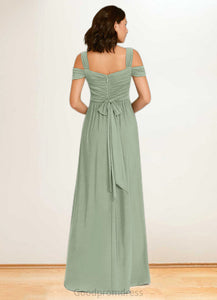 Mavis A-Line Pleated Luxe Knit Floor-Length Dress Agave HDOP0022742