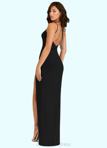 Hayden Sheath Pleated Luxe Knit Floor-Length Dress black HDOP0022743
