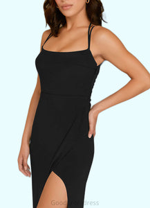Hayden Sheath Pleated Luxe Knit Floor-Length Dress black HDOP0022743