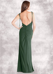 Miah Sheath Bow Luxe Knit Floor-Length Dress Eucalyptus HDOP0022744