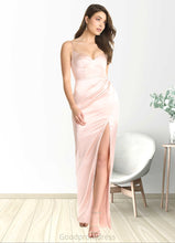 Load image into Gallery viewer, Adrienne Sheath Corset Metallic Satin Floor-Length Dress Rose Gold HDOP0022746