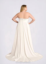 Load image into Gallery viewer, Jaidyn A-Line Sequins Crepe Back Satin Chapel Train Dress Diamond White HDOP0022750