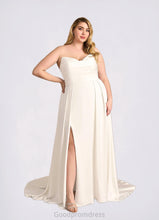 Load image into Gallery viewer, Jaidyn A-Line Sequins Crepe Back Satin Chapel Train Dress Diamond White HDOP0022750