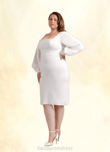 Madyson Sheath Square Neckline Stretch Crepe Knee-Length Dress Diamond White HDOP0022754