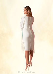 Madyson Sheath Square Neckline Stretch Crepe Knee-Length Dress Diamond White HDOP0022754