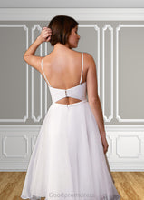 Load image into Gallery viewer, Amiya A-Line V-Neck Pleated Stretch Crepe Knee-Length Dress Diamond White HDOP0022756