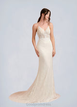 Load image into Gallery viewer, Maggie Mermaid Lace Chapel Train Dress Diamond White/Champagne HDOP0022761