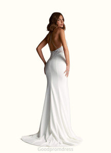 Laurel Mermaid Sweetheart Sequins Stretch Crepe Chapel Train Dress Diamond White/Champagne HDOP0022764